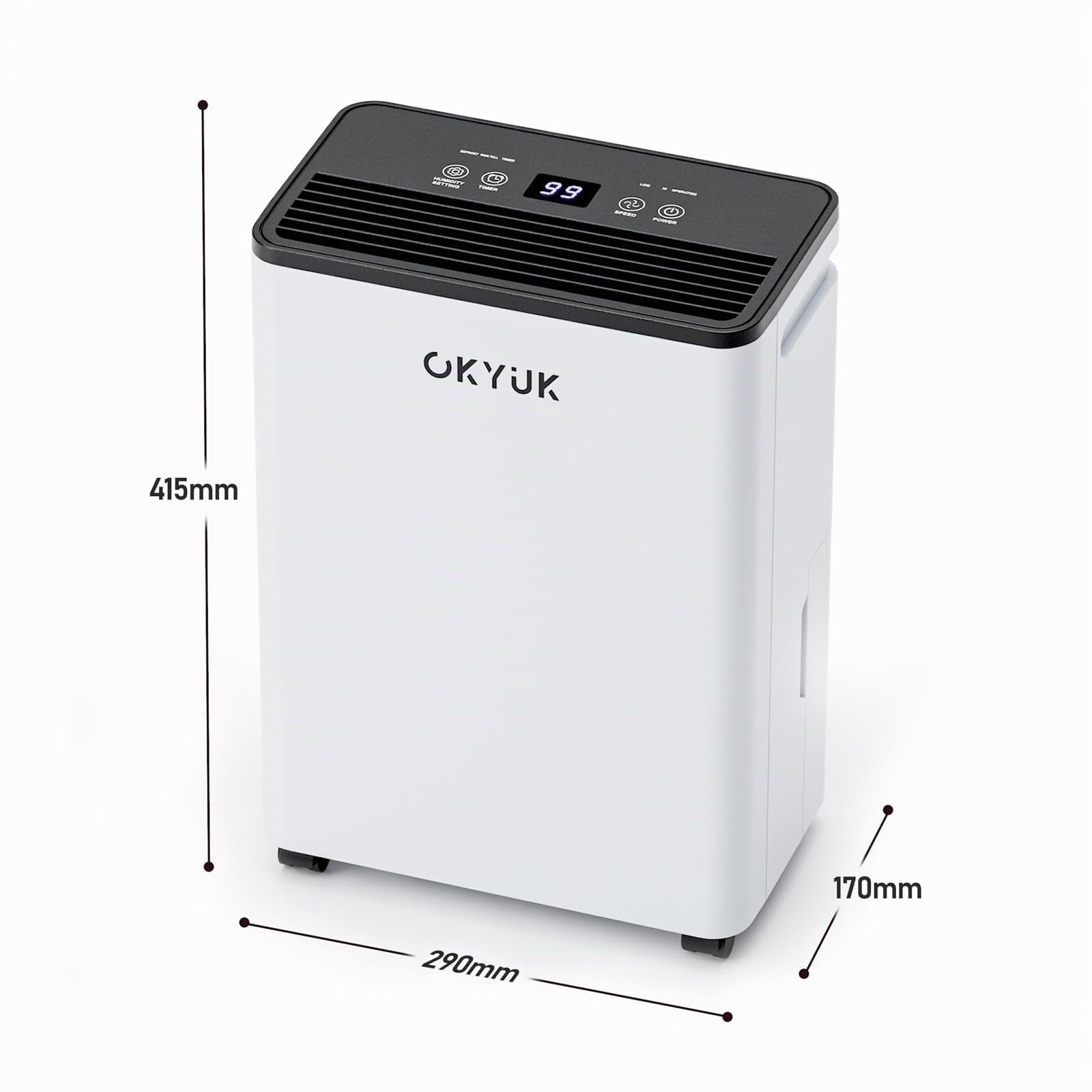 OKYUK Deumidificatore Casa Muffa 12 L, deumidificatore bagno, deumidificatore casa 2.5L, 35 m², con spegnimento automatico Timing 24H, ideale per camper, bagno, camera da letto, cantina (12L Bianco)