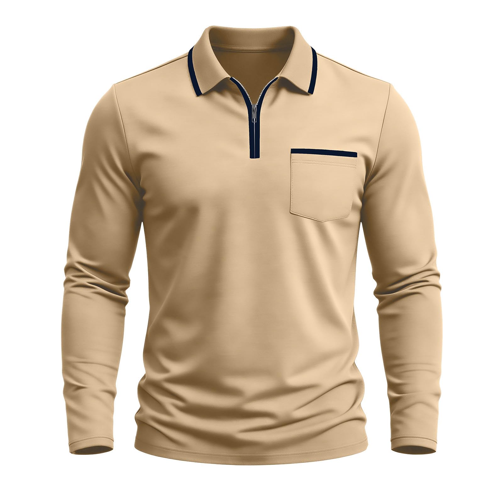 Polo Homme Manche Longue Habit Décontracté Polo Manche Longue Homme Confortable Haut Mode Tee Shirt Basique Vêtements Travail Vetement Régulière Habit Confortable Haut Doux Vêtements Basique Vetement