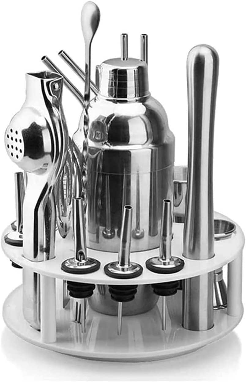 Kit 15 Piezas Coctelera Acero Inoxidable con Base Giratoria