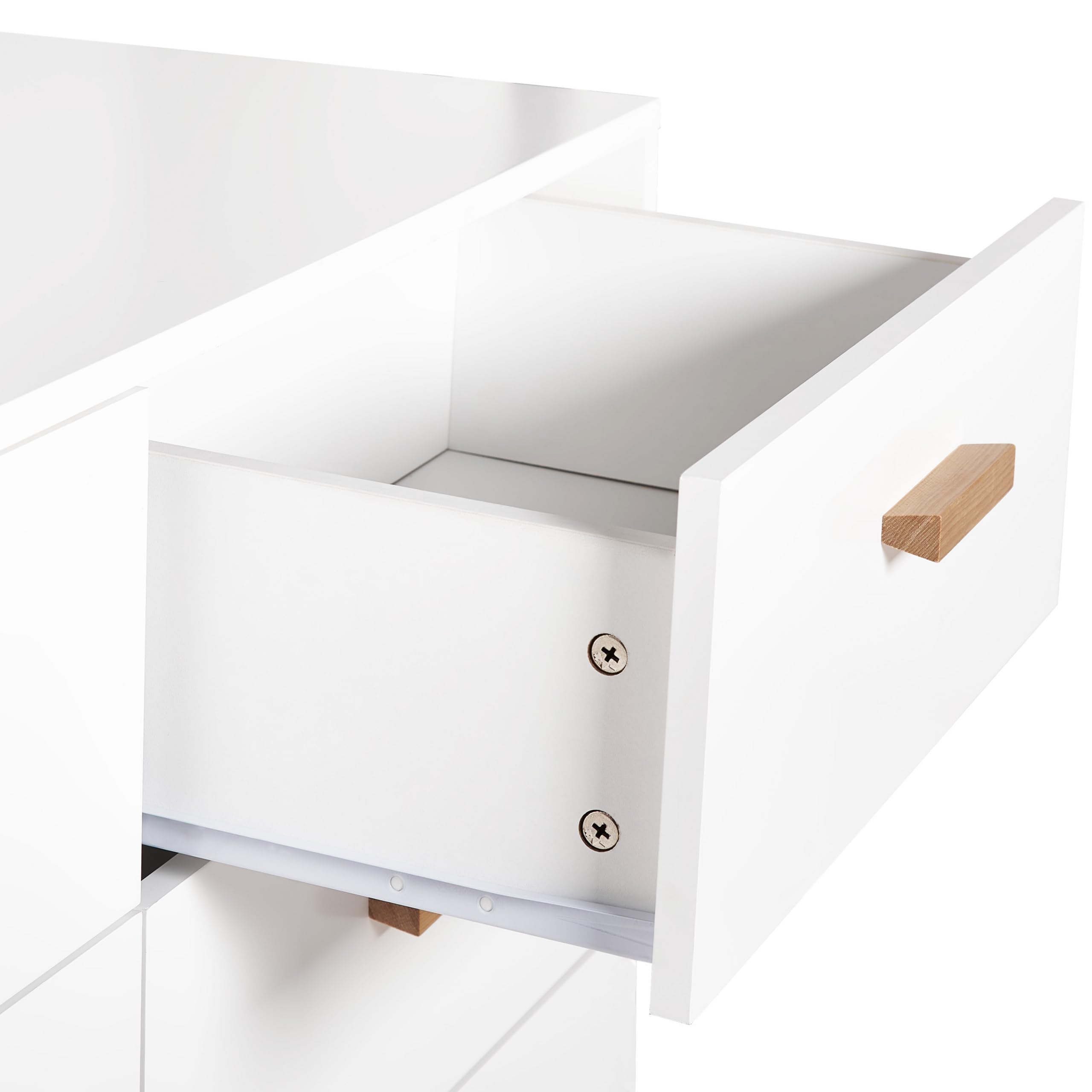 Cassettiera scandinava 6 cassetti gambe in legno bianco