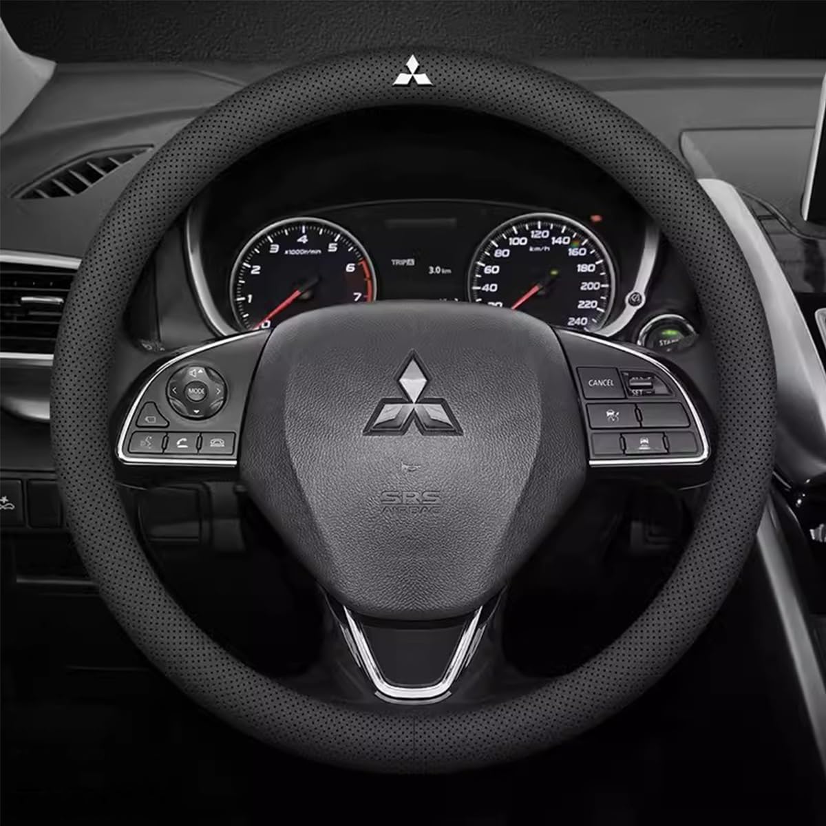 Car Steering Wheel Cover Leather for Mitsubishi Eclipse Cross Spirit, Breathable Anti-slip Protector for Auto,B
