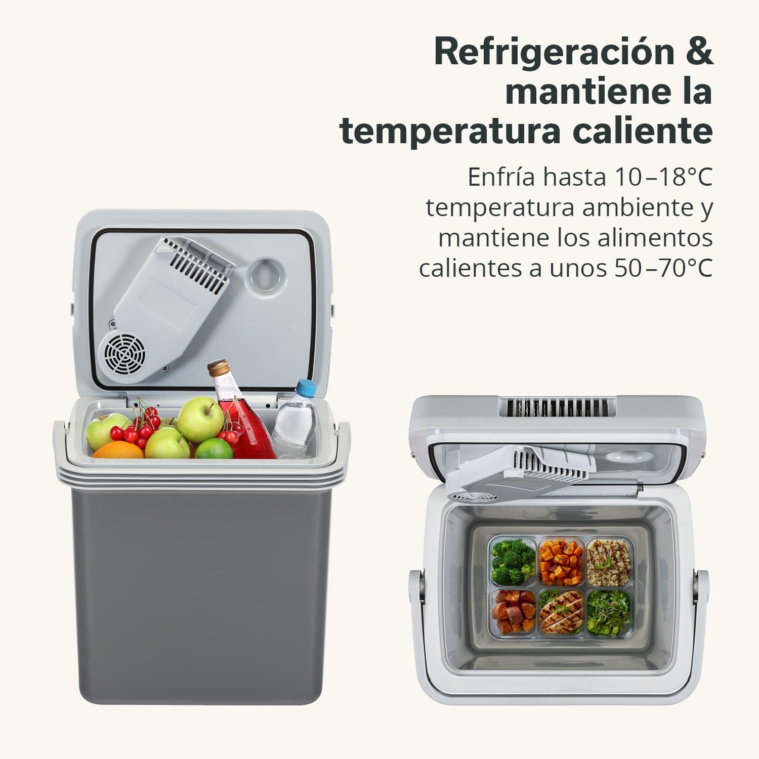 skandika Nevera portátil eléctrica Leira 19L| para coche y enchufe eléctrico, 12V, 220-240V, función enfriar y mantener caliente | nevera para coche, camping, festival, picnic