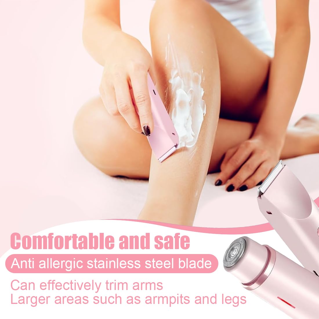 Rasoio elettrico doppio per donne, impermeabile IPX7, design multifunzionale adatto per zone intime, corpo, gambe e braccia, regalo per donne