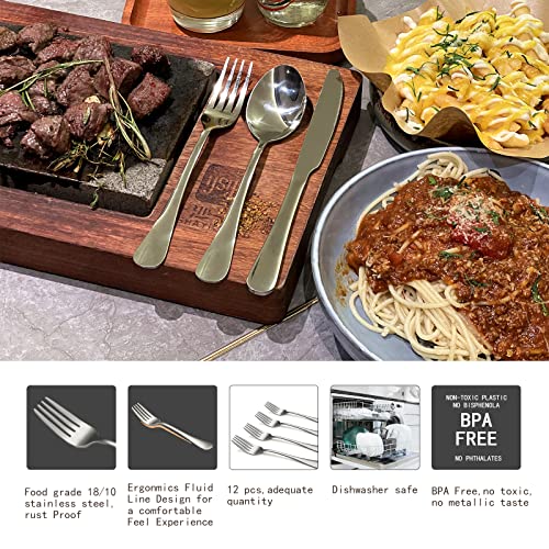 image for LOUVI Stainless Steel 12-Pack Table Dinner Forks Set, Top Food Grade S