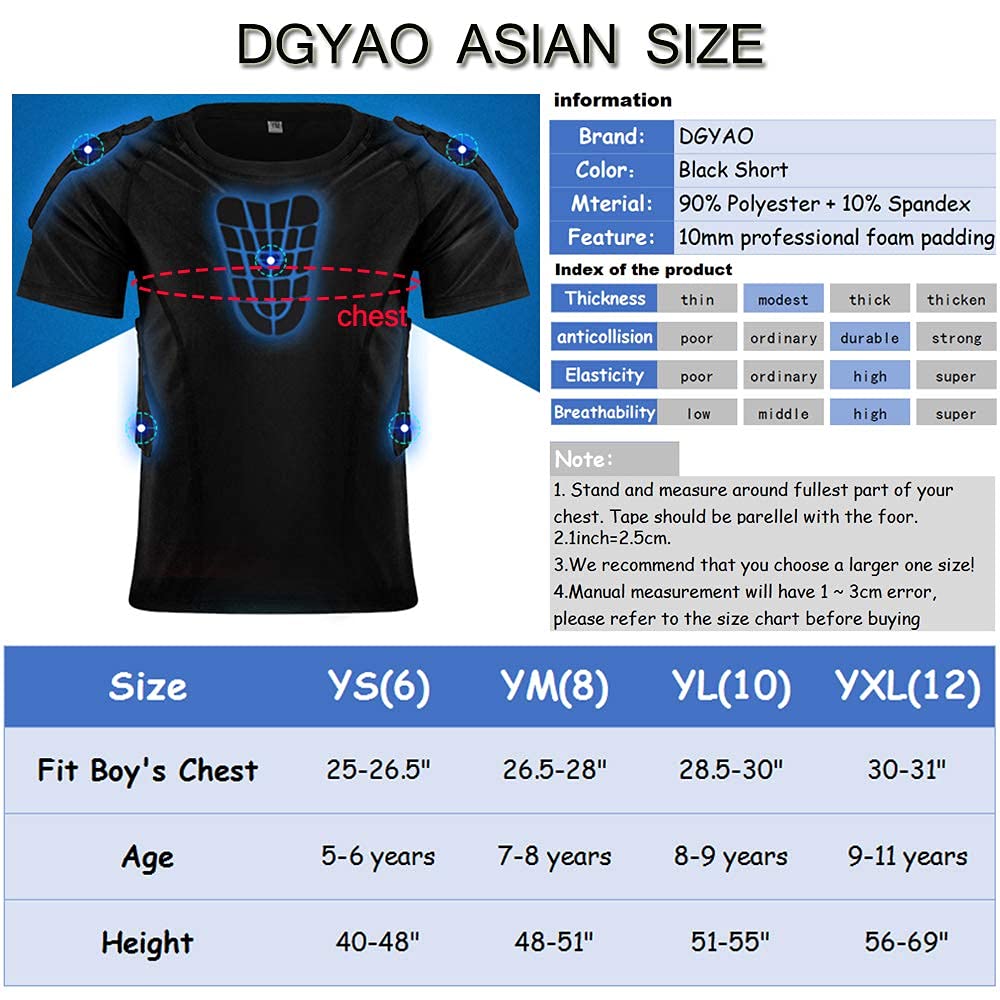 Camiseta de compresión acolchada para niños y jóvenes, con protector de costillas, para rugby, fútbol, paintball, béisbol, baloncesto