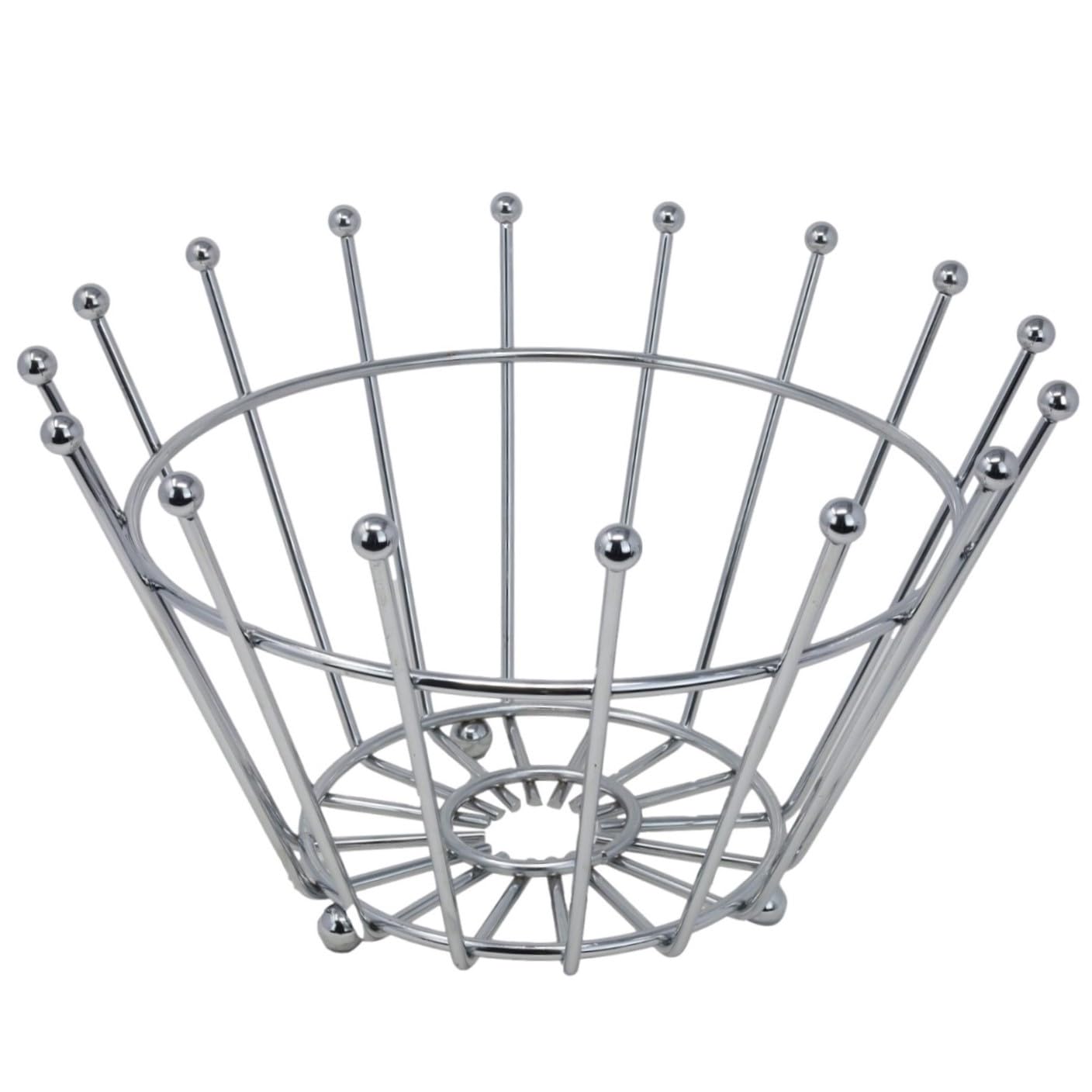 APOLLO The HOUSEWARES Brand Chrome Fruit Bowl Crown, Round, Durable Chrome Wire, Size: 36x19cm, Chrome