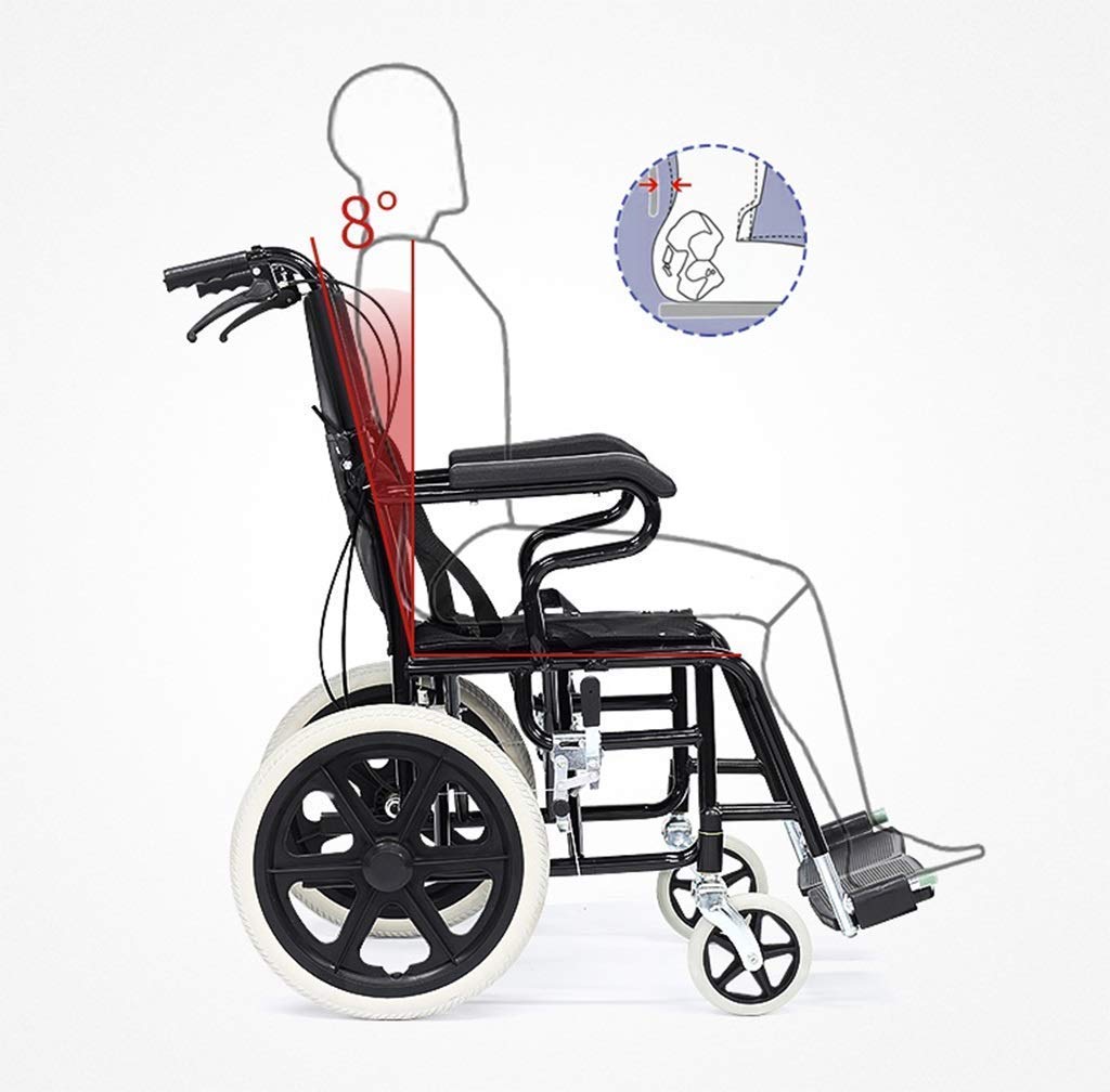 Silla de Ruedas Manual Scooter de Mano Pararsonas Mayores Discapacitadas Viaje Ultraligero Plegable Ligero Portátil No Inflable Neumáticos Sólidos de Freno Doble, Seguro Y Cómodo