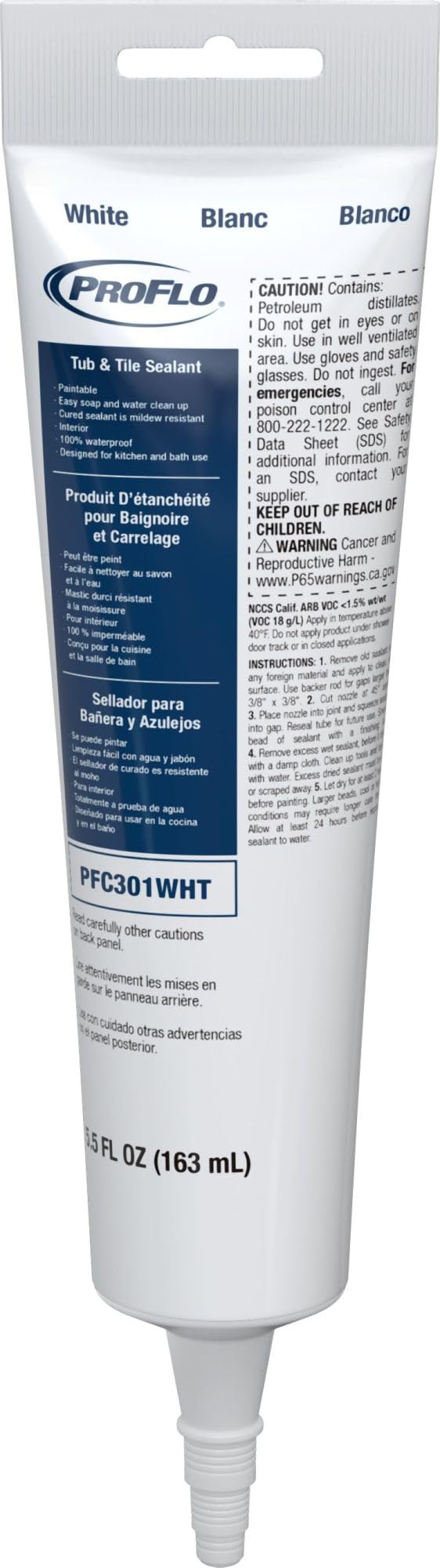 PROFLO PFC301 5.5 oz Tube and Tile Caulk in White