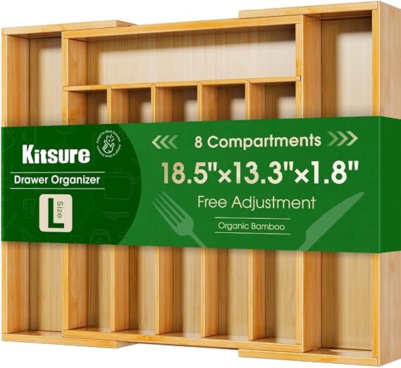 Expandable Bamboo Kitchen Drawer Organizer