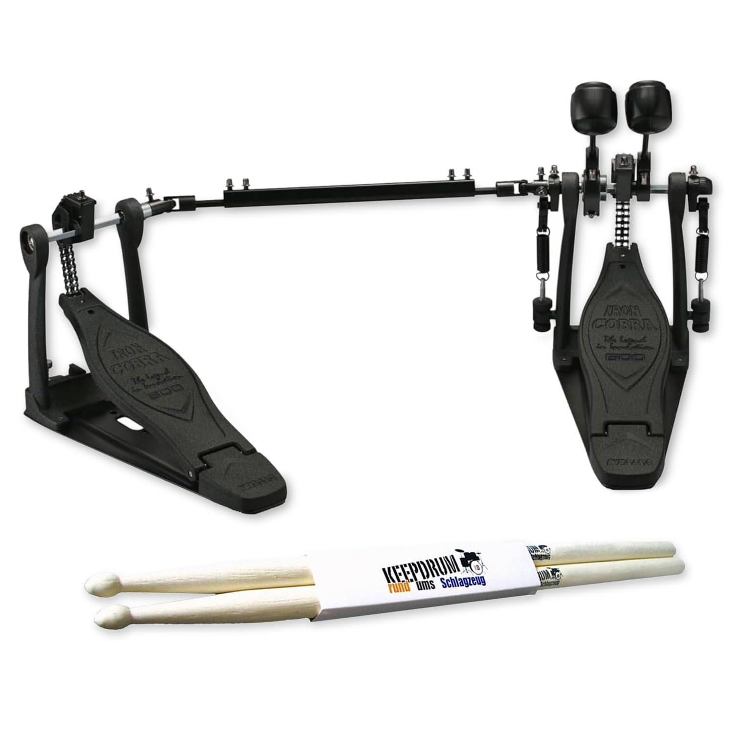 Tama HP600DTWMB - Macchina a doppio pedale Iron Cobra, edizione limitata con bacchette keepdrum