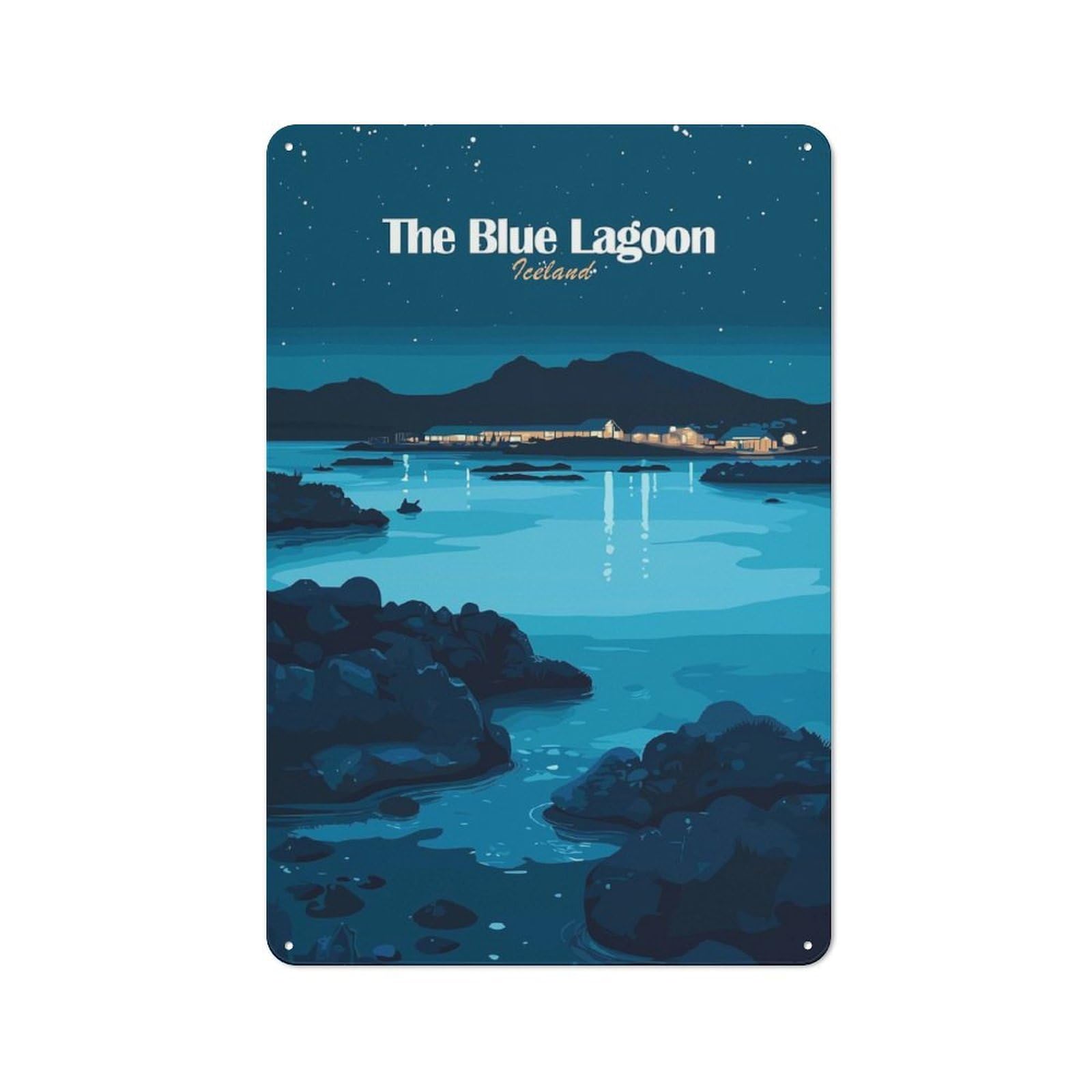 Junmoney Style-20 Urban The Blue Lagoon, Iceland Decorative Metal Plaque 30X20cm, Urban Room Decor For Flat, Bar, Studio Or Gallery Wall