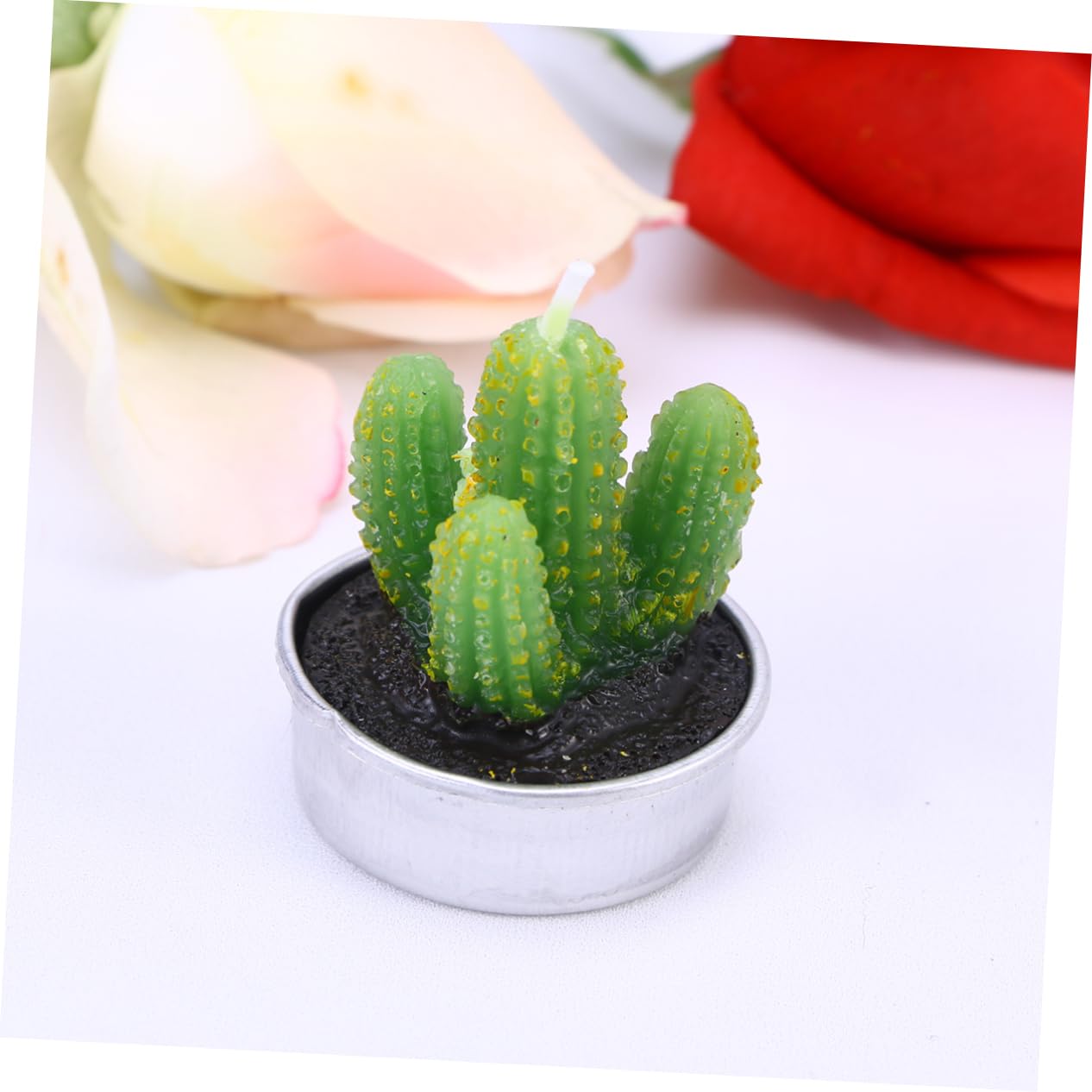 HOLIDYOYO Creative Plant Candles Realistic Flameless Tealight Candles for Birthday Wedding Spa and Home Decoration Random Style