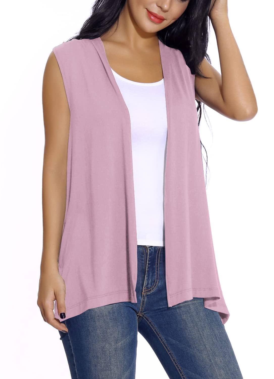 Women's Sleeveless Open Front Cardigan Vest Lightweight Cool Coat