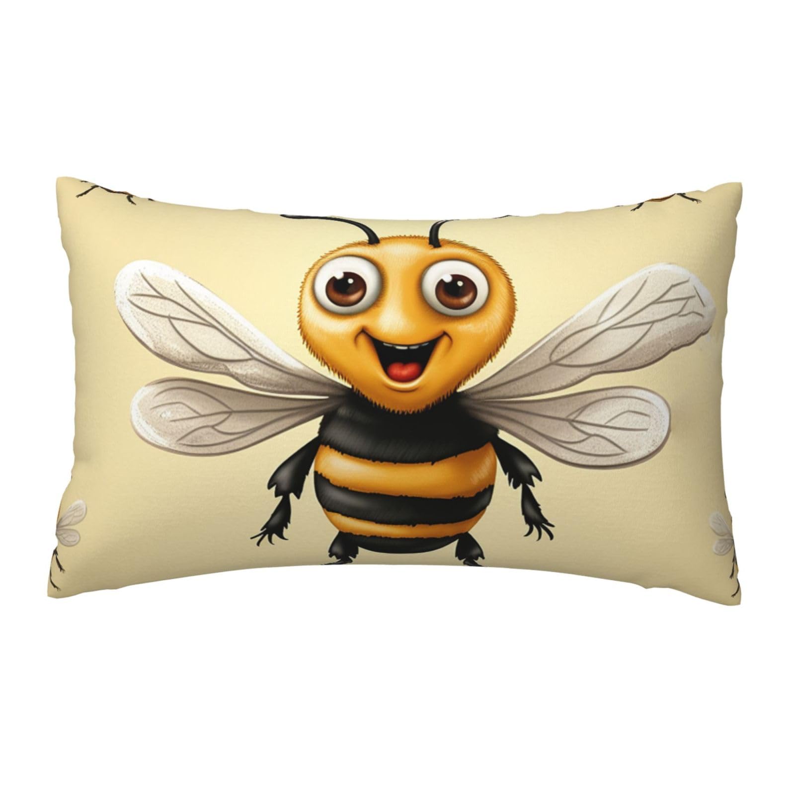 FodPand Luxury Velvet Pillow Cases 12 x 20 inch Super Soft Decorative Throw Pillow Covers - Honey Bee Pillowcases Modern Lumbar Cushion Cases for Couch Sofa Bed Pillow Shams