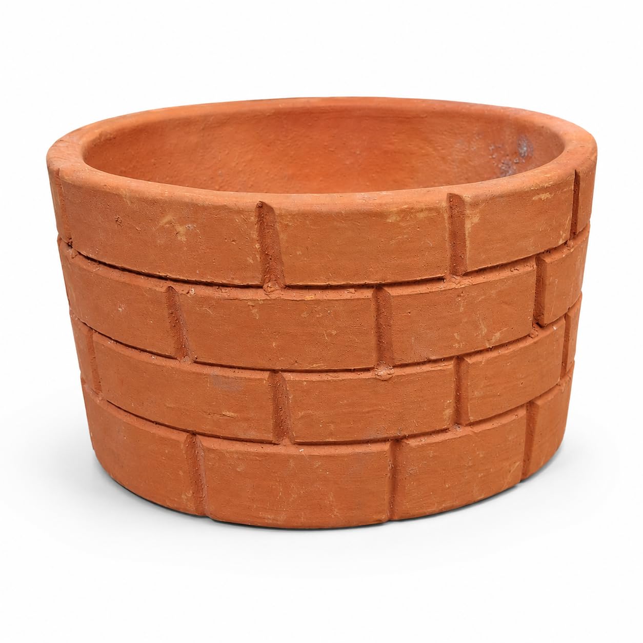 Azadi House Handmade Terracotta Indoor Planter | Natural Clay Flower Pot with Brick Design | Breathable Earthen Pot for Succulents, Bonsai, Cactus & Small Indoor Plants | 13 cm-image-22