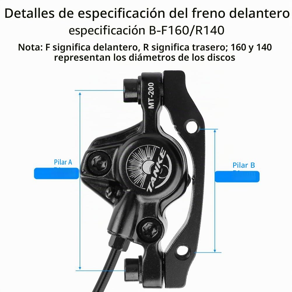 Juego de frenos hidráulicos, frenos de disco hidráulicos de bicicleta de montaña, freno de disco de presión de aceite de bicicleta, juego de frenos de disco hidráulicos MT200 para bicicleta de montaña
