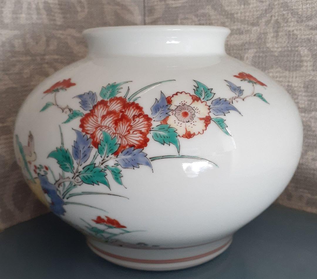 真作保証❗】人間国宝 十四代酒井田柿右衛門 錦手 花鳥図 花入 花瓶