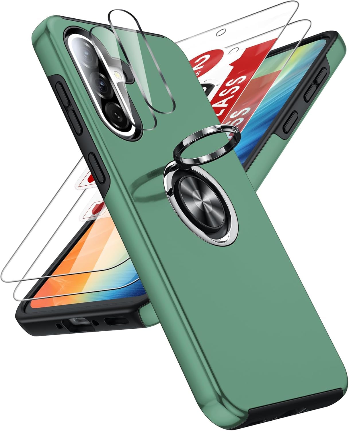 LeYi Hülle für Samsung Galaxy A 5G mit 2 Panzerglas Schutzfolien, Hybrid Schutzhülle Militär Standard Stoßfest Case Handy Hüllen Cover mit 360° Grad Ring Ständer für Samsung