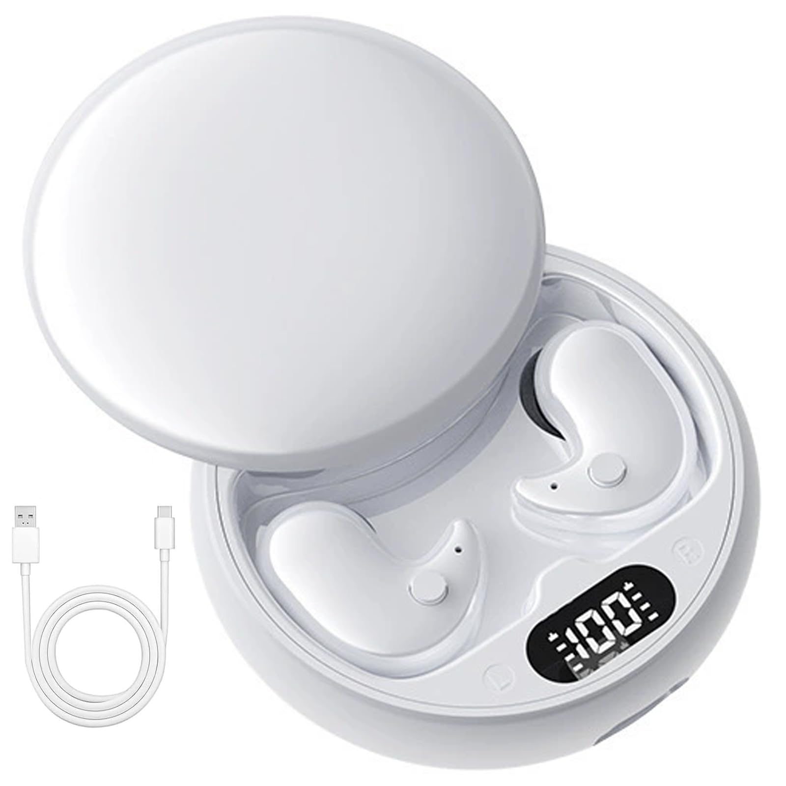 Visound Drift - Invisible Earbuds, Unsichtbare kabellose Schlaf-Ohrhörer, Weiche Schlaf Kopfhörer Ohrstöpsel, Mini Ohrhörer mit Geräuschunterdrückung, Bluetooth Kopfhörer für Schlaf, Sport (Weiß)