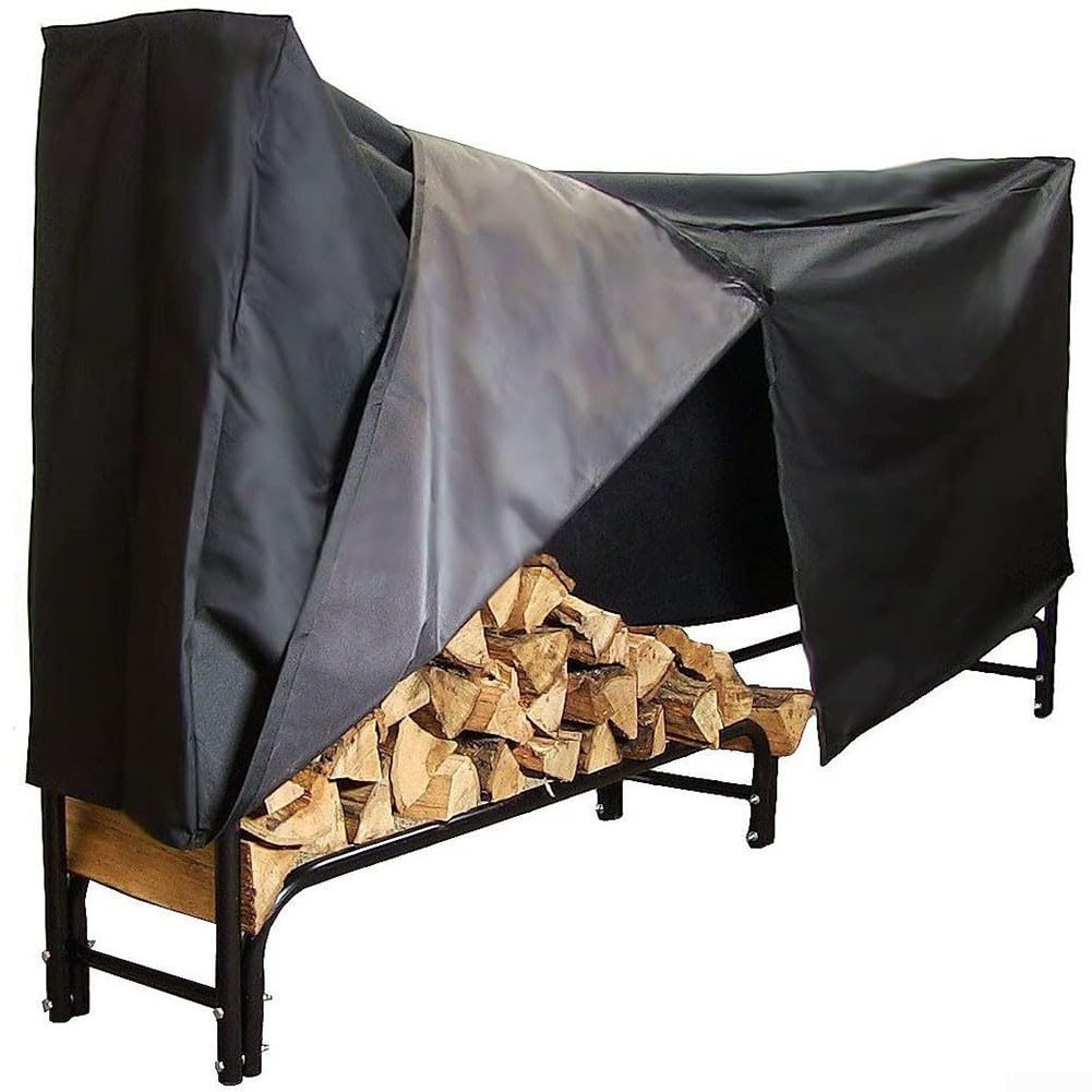 Zilimontt 8ft Firewood Log Rack Cover, Firewood Cover, Heavy Duty Oxford Fabric for Outdoor Log Holder for PROTECTION Waterproof Weatherproof UV Cover Windproof Dustproof Wood Storage
