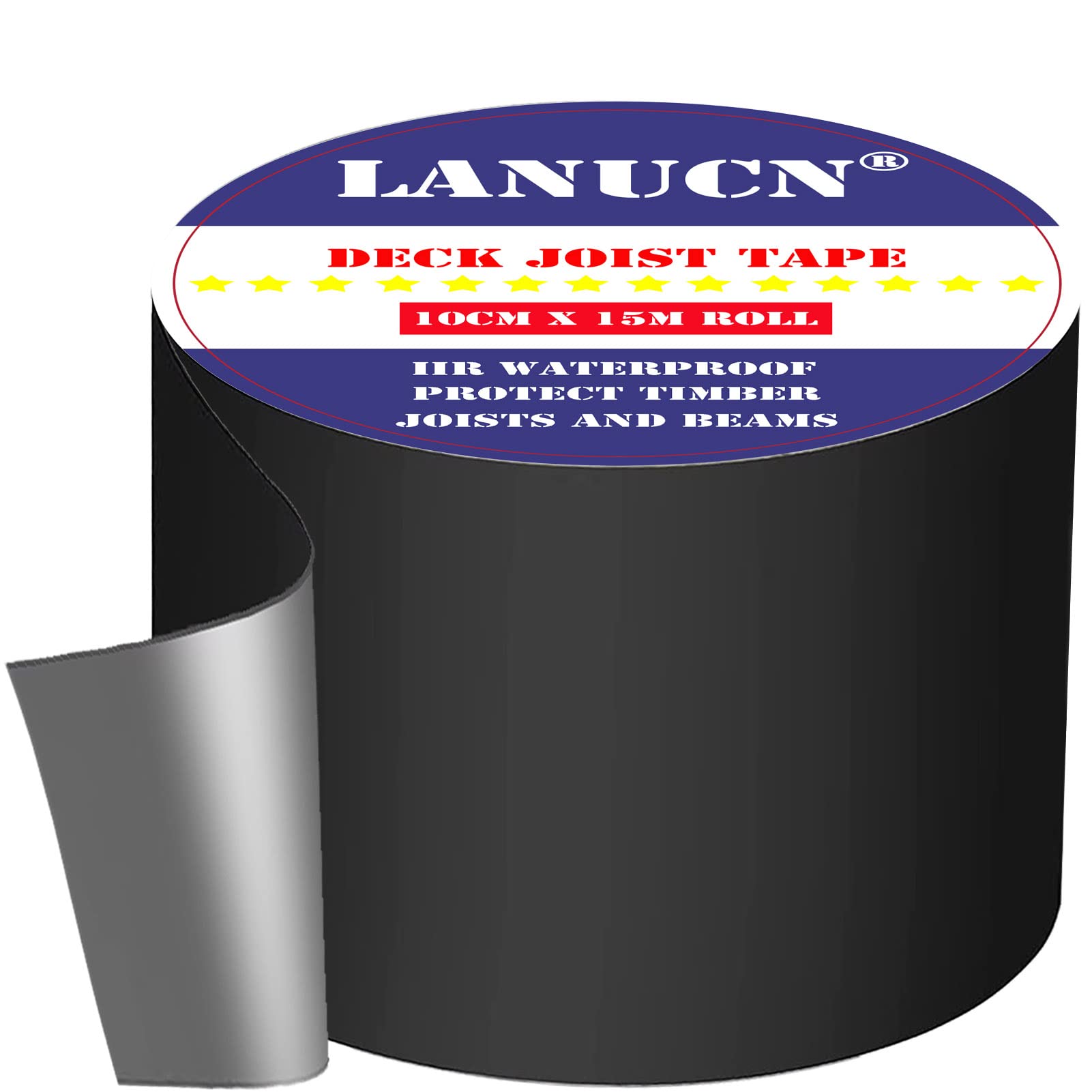 LANUCN Timber Flashing Tape for Deck, Decking Tape for Waterproof Outdoor Use, Joist Tape for Stopping Water/Moisture Rot & Frame Weathering (10cm x 15m x 1Roll)
