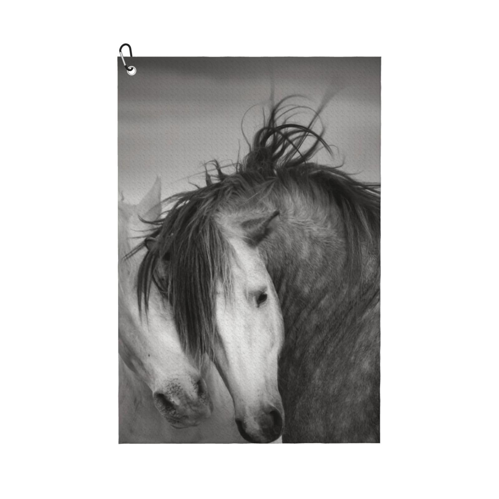 Hnnkloy Horses, 16x24 in Portable Waffle Golf Towels with Carabiner Clip for Golf Bag