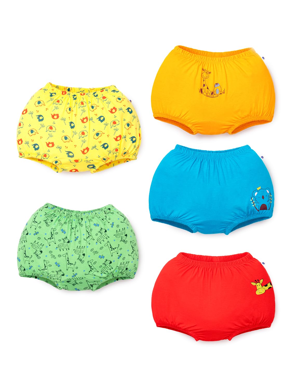 superbottoms Basic™ Bloomer| Unisex, 100% Pure Cotton Innerwear | Breathable & Soft Underwear | Baby Bloomers for 3y – 4y | Wonder Wild I Pack of 5