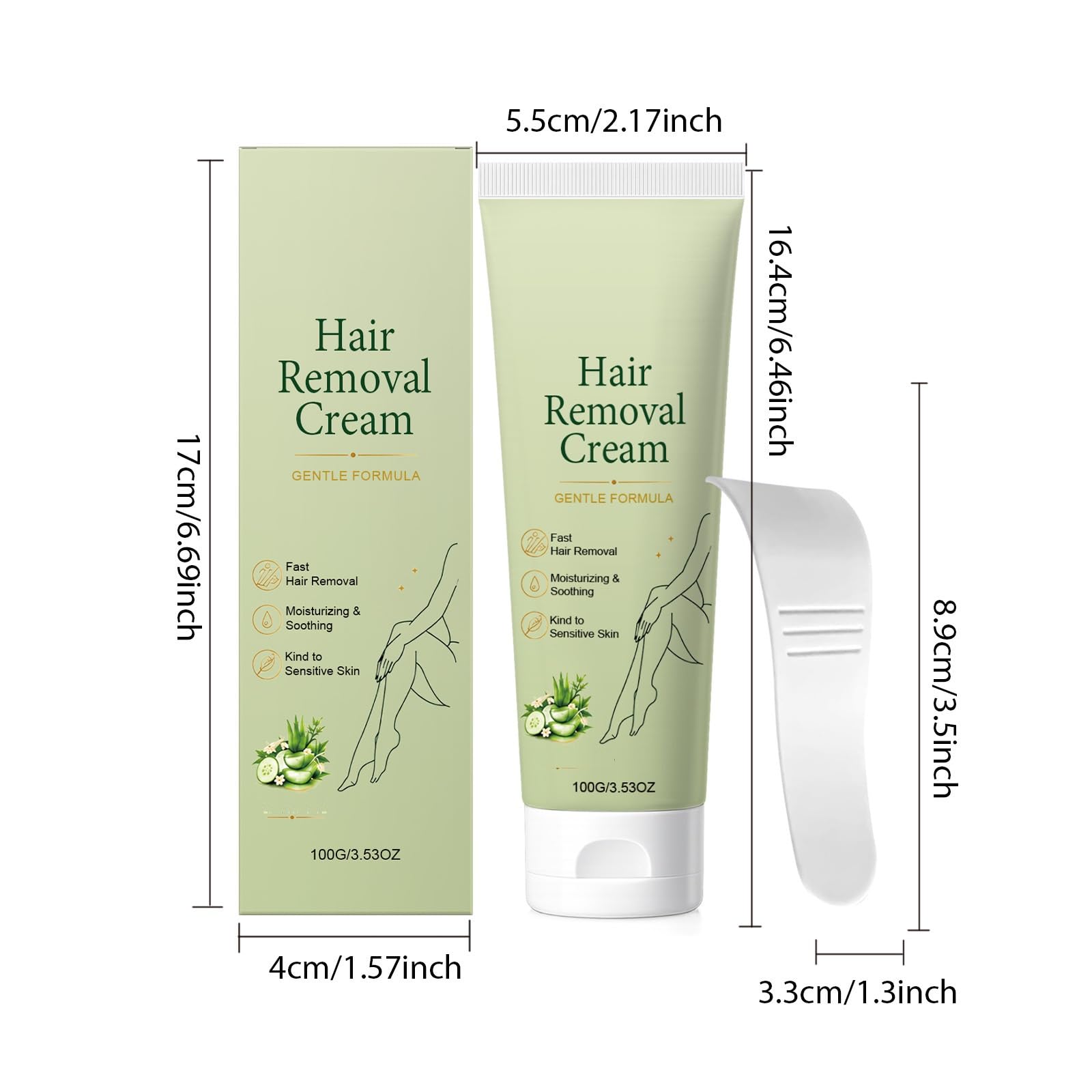Crema depilatoria delicata e naturale con estratto di aloe vera, crema depilatoria per pelli sensibili, crema depilatory indolore per gambe, braccia, ascelle e pancia (5 pezzi)