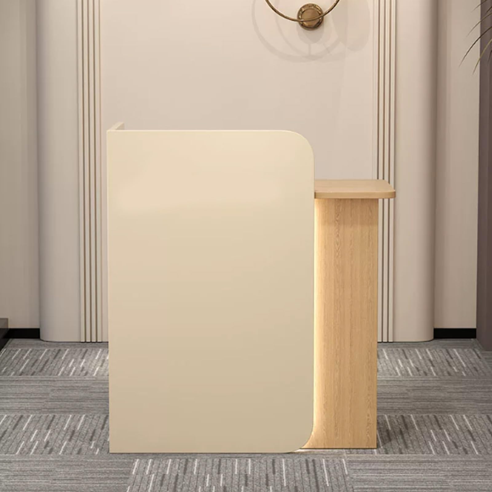 Mostrador de Recepción con iluminación LED,Mostrador Tienda Caja Mesa, Recepción Estética, con Cajón con Cerradura Mostradors de Venta Pequeño Mostradors de Tienda