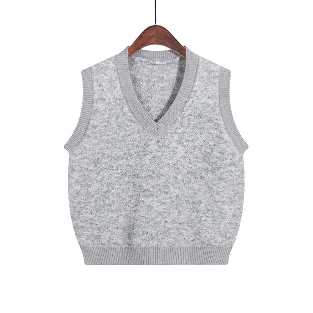 OZEO Gilet Donna,Gilet da Donna Grigio Basic Maglione Gilet Semplice A Costine Lavorato A Maglia con Scollo A V Maglioni Senza Maniche Tinta Unita Gilet Casual Canotte per Ragazze da Donna,S