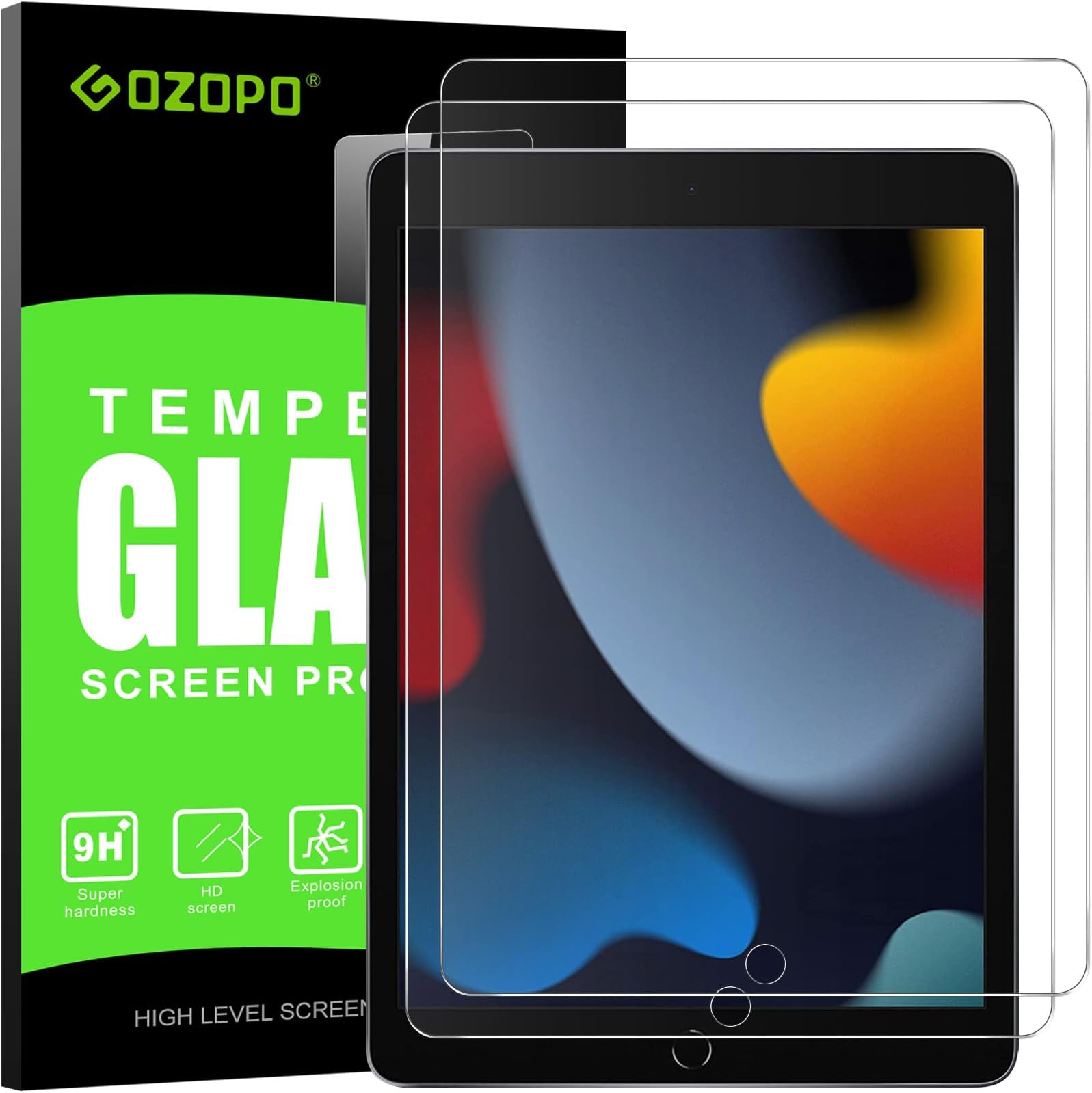 [2-Pack Screen Protector for iPad 9th Generation, iPad 8th / 7th Generation, Tempered Glass Film - iPad 10.2-Inch 2021/2020/2019 Release