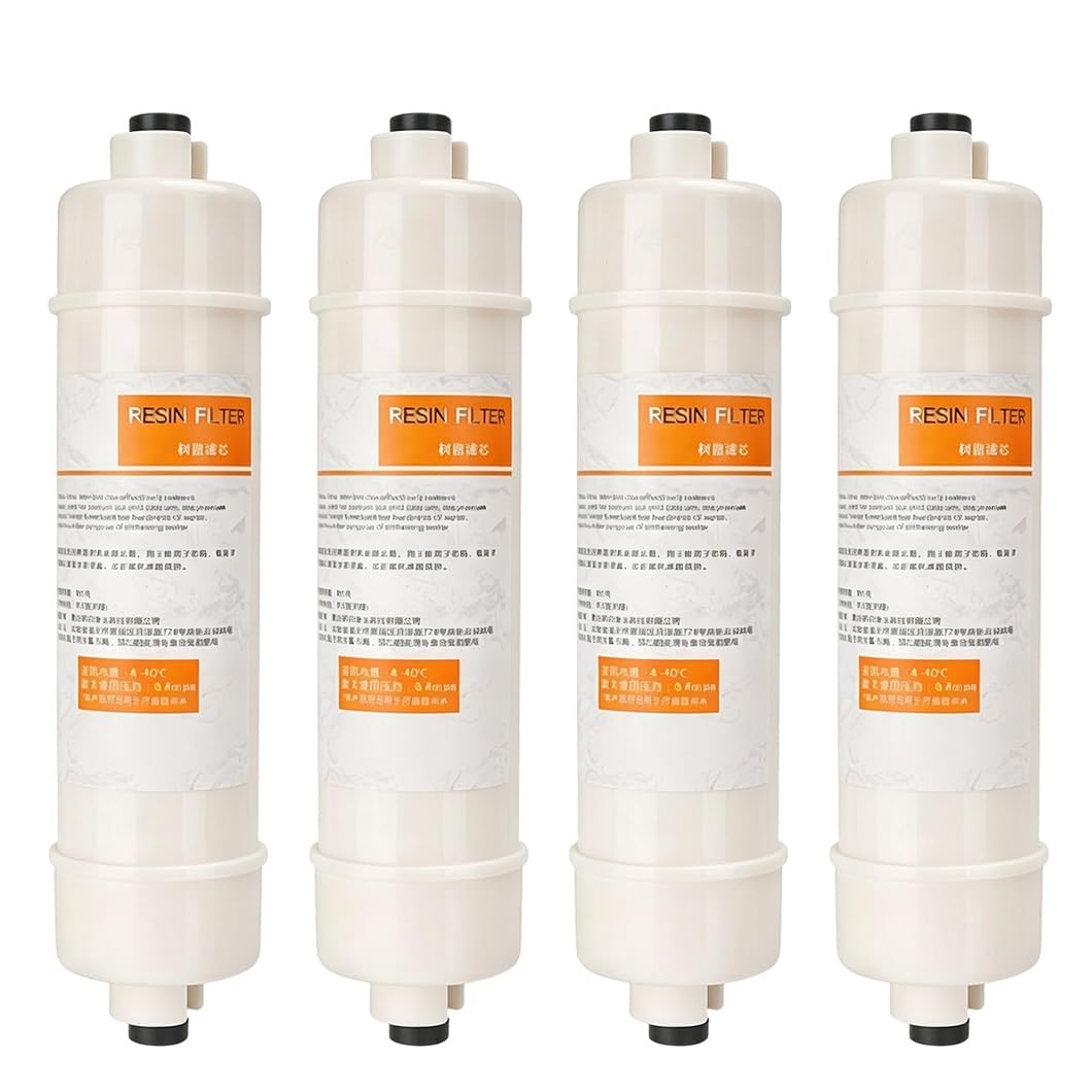 4 Filtros De Resina De Reemplazo, 10 "de Longitud, 1/4" De Conexión Rápida, Protege Los Electrodomésticos Del Agua Dura, Mantiene El Agua Suave Y Limpia