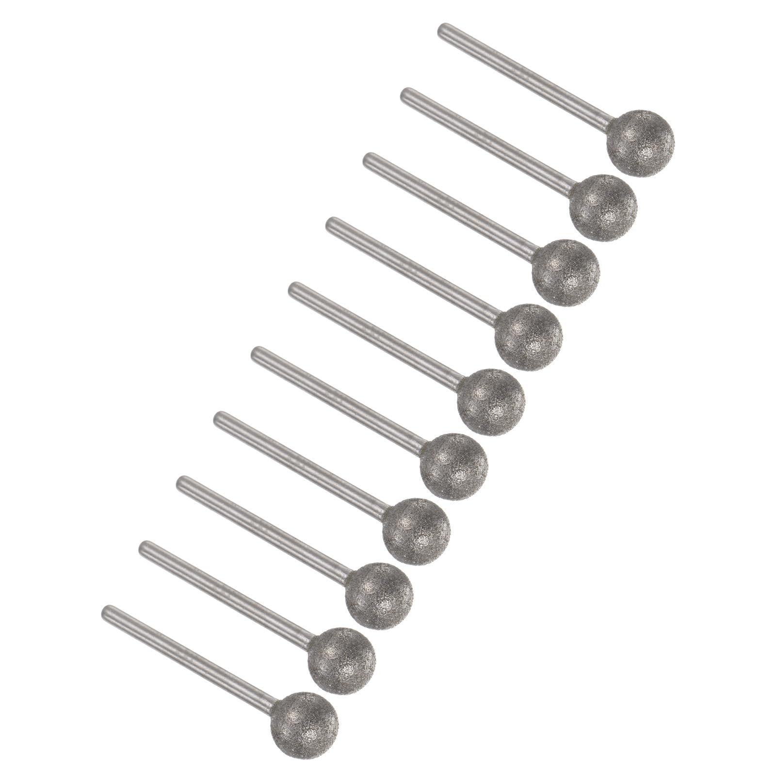 Kozelo 10pcs Diamond Grinding Bit - [10mm Dia 120 Grtis] Ball Head Carving Drill Bits Rotary Tool for Carving Polishing Use | 3mm Round Shank