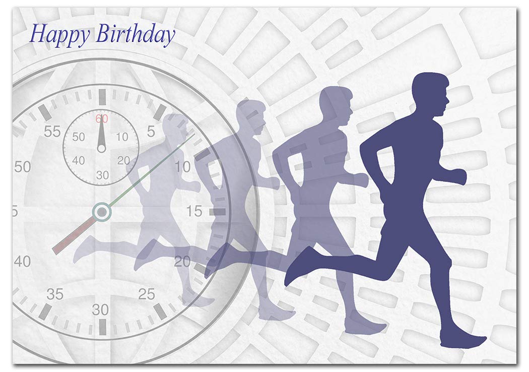 Extra Large Male Birthday Card - XL Big thick A4 size - Special Traditional Bday Greeting Men Him - Unusual Cool Art Running Man Sports Theme - Huge Happy Wishes - UK Eco-Friendly — image 1