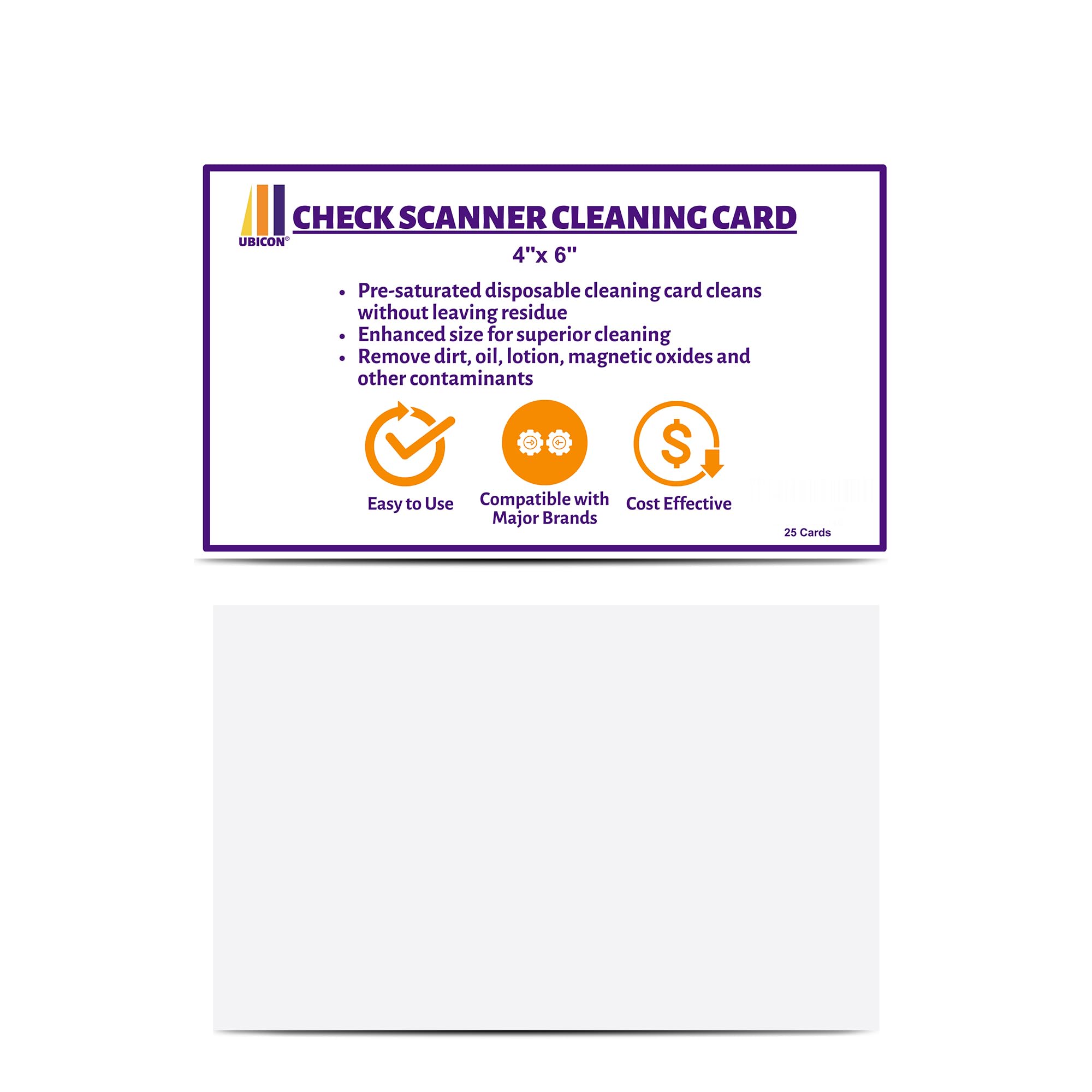 UBICON Check Scanner Cleaning Card - Enhanced Length and Width for Effective Cleaning, Compatible with Major Brands, Presaturated (5)