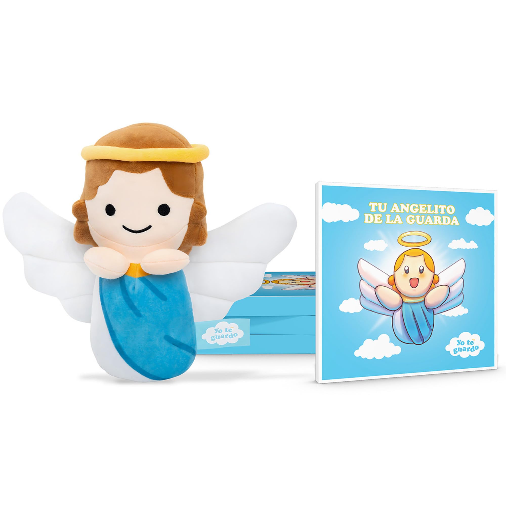 Pack Regalo Peluche Bebé Ángel 25cm y Cuento Infantil Personalizable – Regalo Bautizo Niño y Niña, Regalos Originales Bebés 1 Año, Cuentos Infantiles 3 años hasta 5 Años
