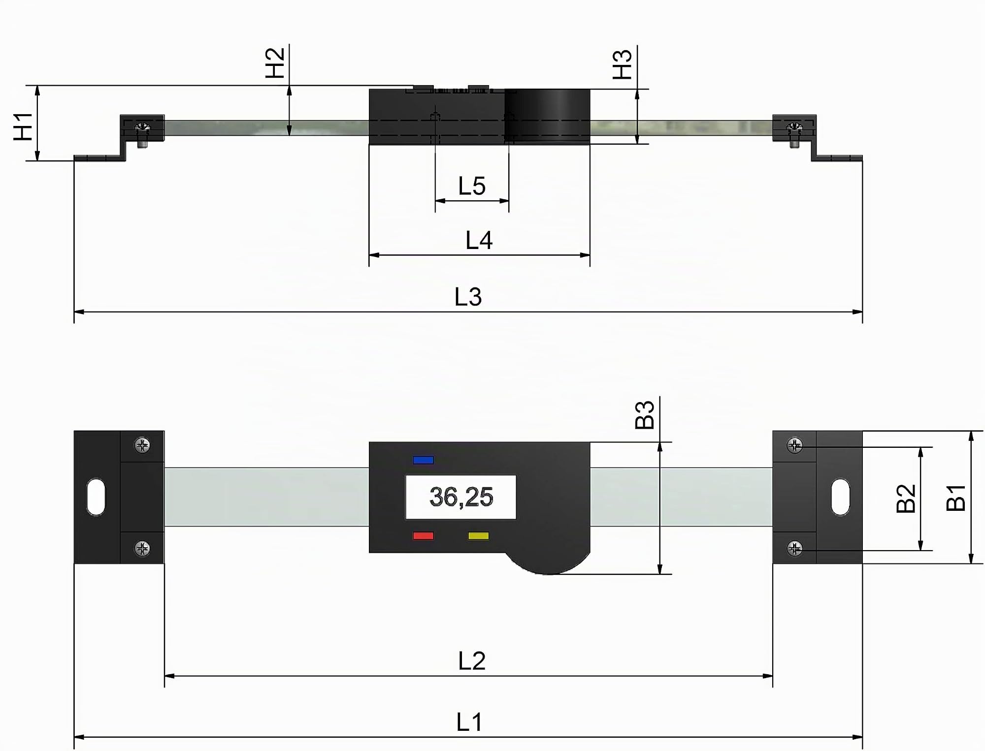 WABECO Anbaumessschieber digital 150 mm horizontal Einbaumessschieber Messschieber