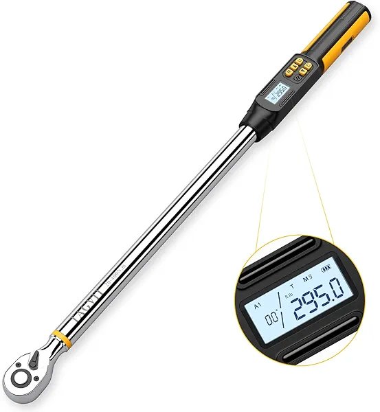 TAGVIT 1/2 Inch Drive Digital Torque Wrench with Angle, 14.75-295Ft-lb/20-400Nm, Electronic Torque Wrench, ±2% Accuracy with with Preset Value, Data Storage, Buzzer and LED Flash Notification for Car