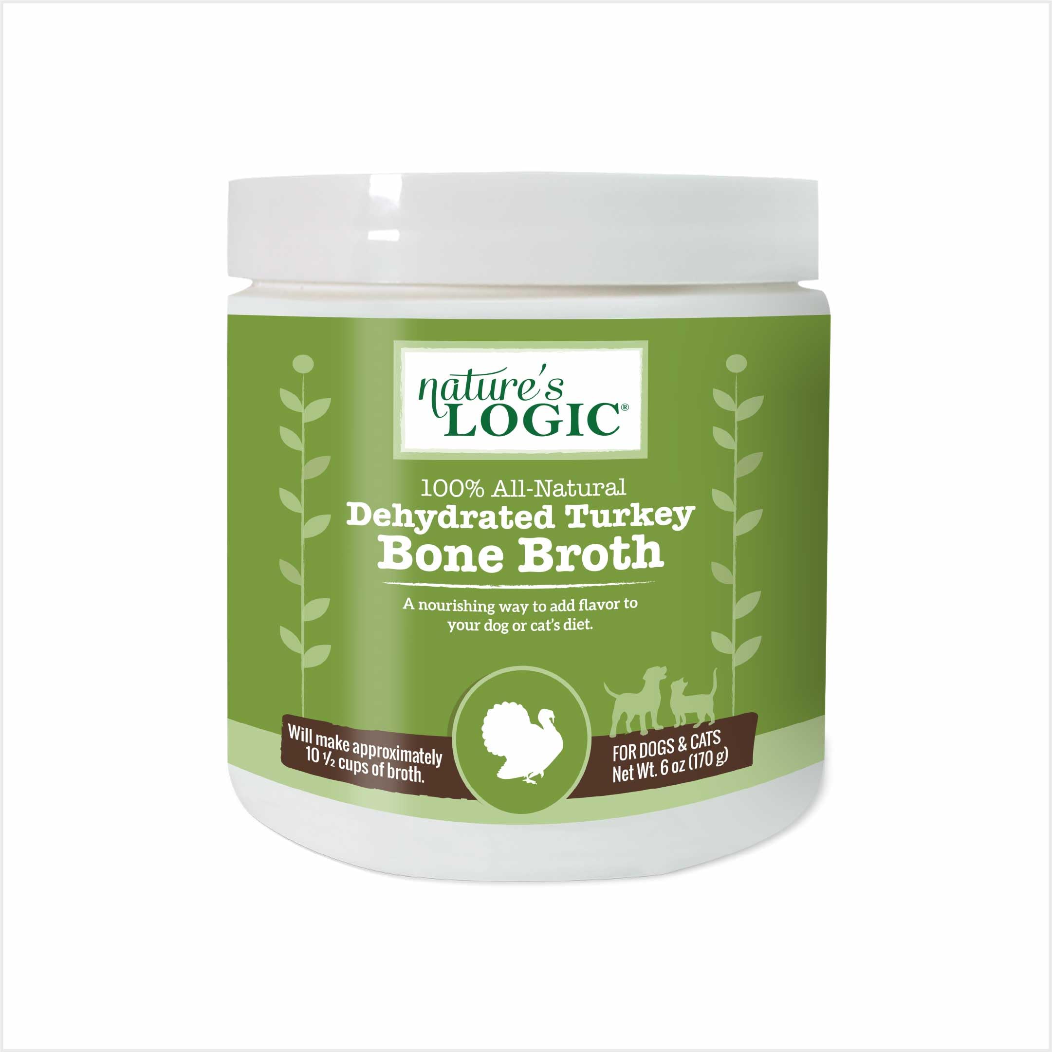 Nature's Logic Dehydrated Bone Broth Powder - 100% Natural Dog & Cat Topper - Rich in Glucosamine & Chondroitin - Boosts Immune System - Gluten-Free, No Synthetic Ingredients - Turkey, 6oz
