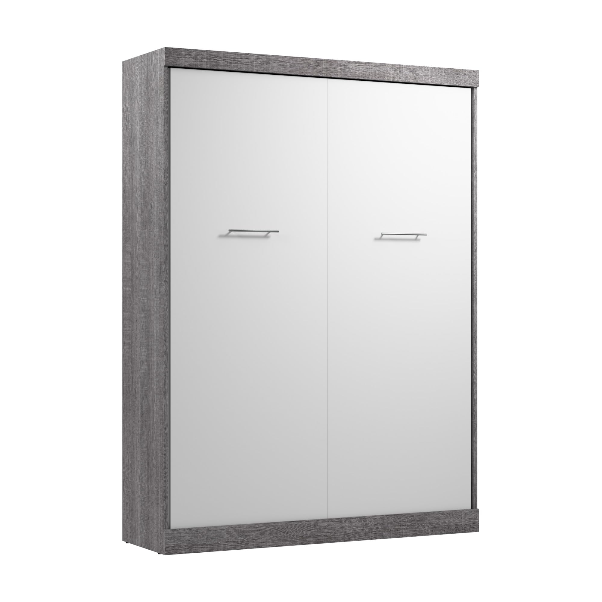 Bestar Nebula 65W Queen Murphy Bed in Bark Gray and White, Sleeping Arrangement for Multipurpose Room