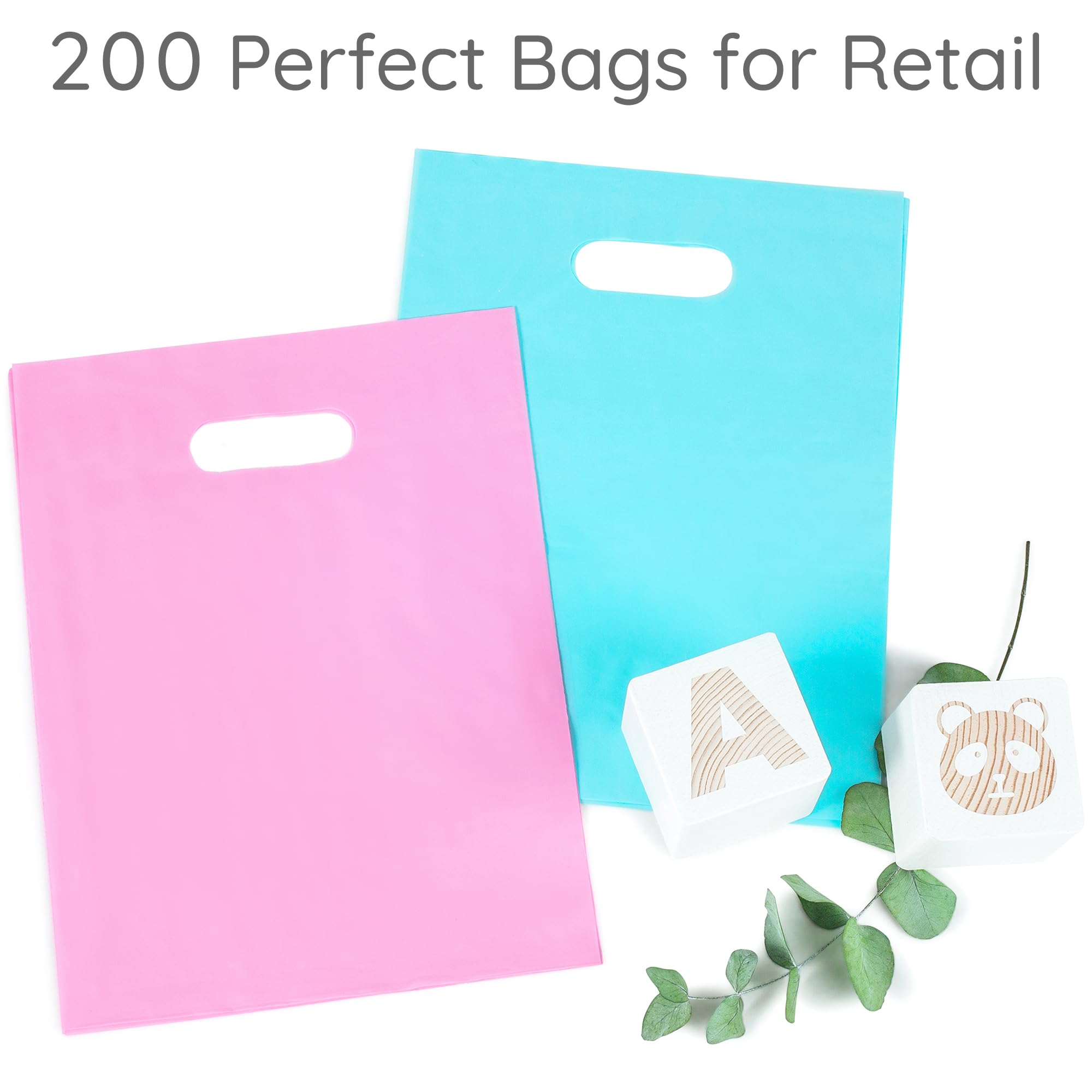 Choice Marts Merchandise Bags Pastel Pink & Pastel Blue Color 200 Count 9"x12" Size 1.5Mil Thick