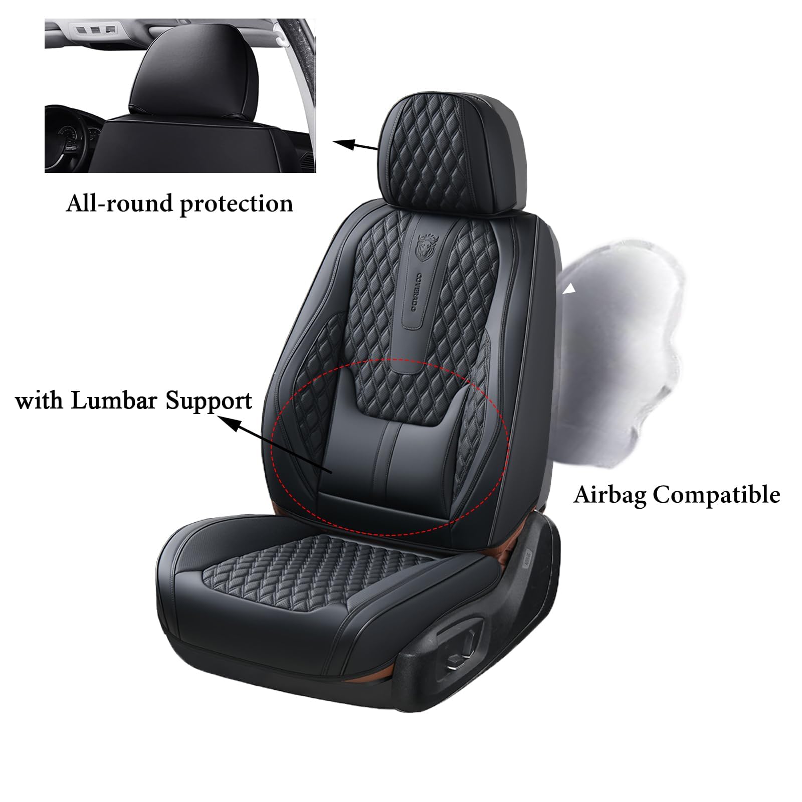 Coverado Coprisedili Auto Universale Protezione Sedile Auto Copertura, PU Pelle Impermeabili Copertura del Sedile Fit per limousine SUV Pick-up Truck B8839 Seat