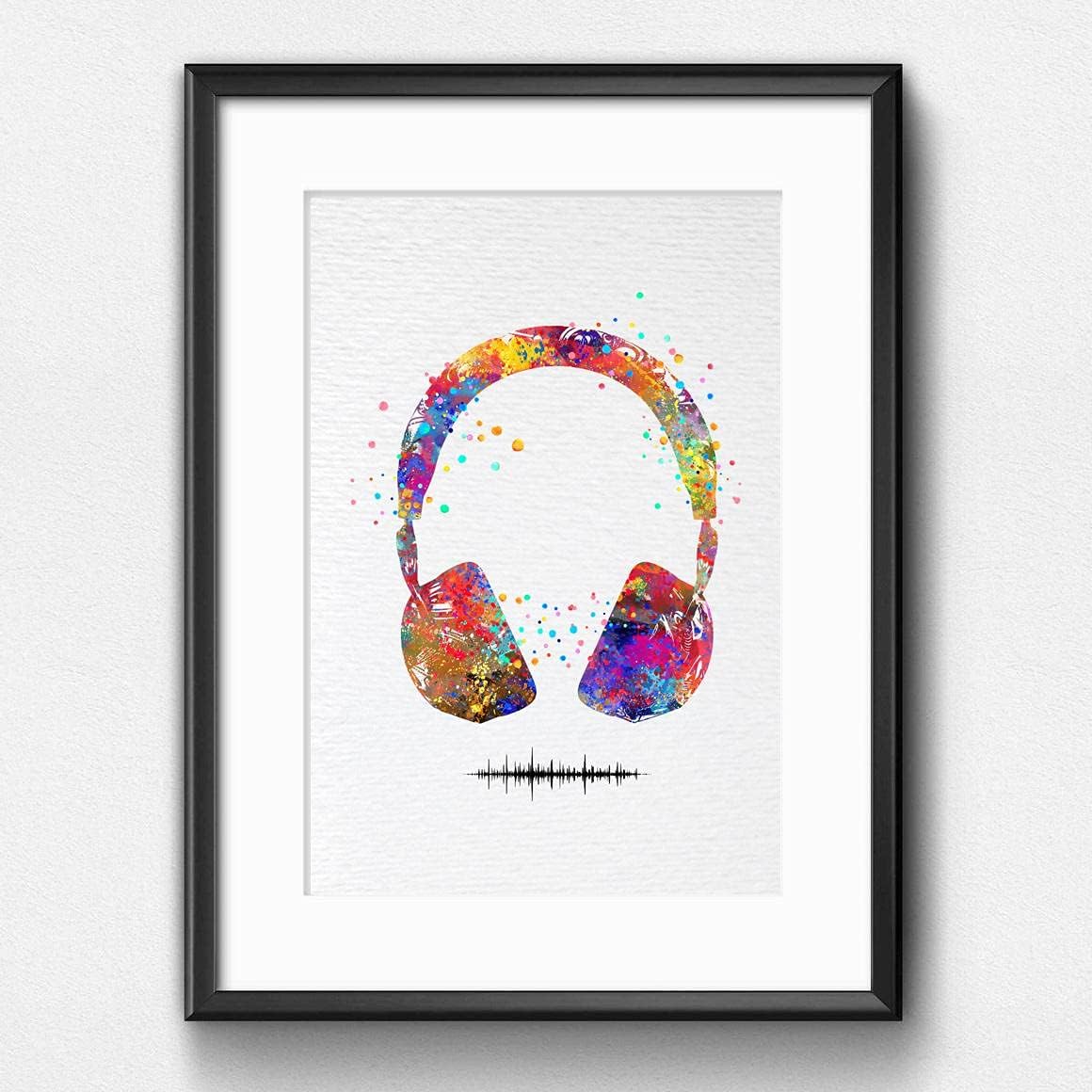 Dignovel Studios 13X19 Unframed Headset with Sound Wave Headphone Game Room Watercolor Art Print Poster Archival Fine Nursery Home Decor Wall Hanging N129
