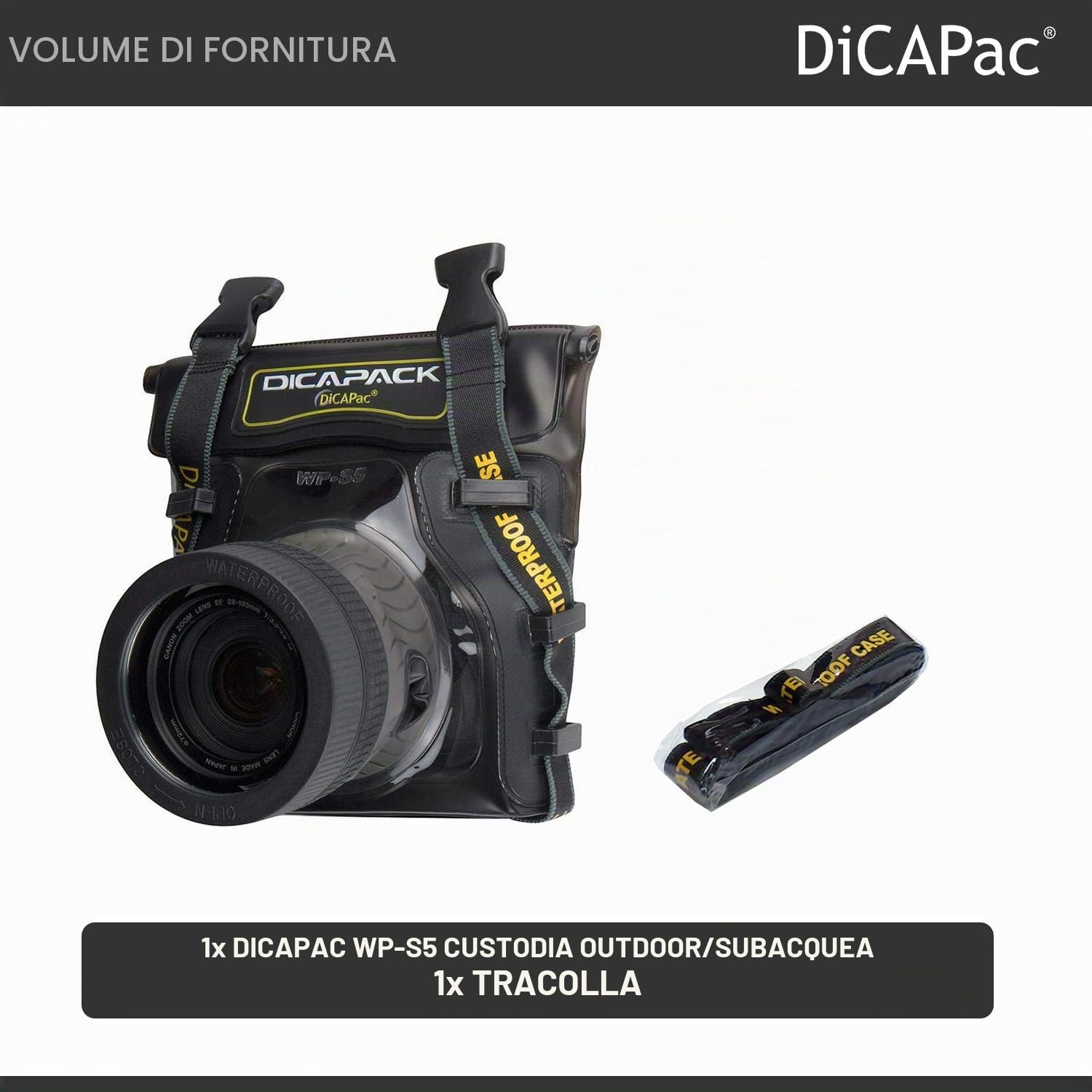 Custodia impermeabile Dicapac WP-S5 per piccola fotocamera DSLR