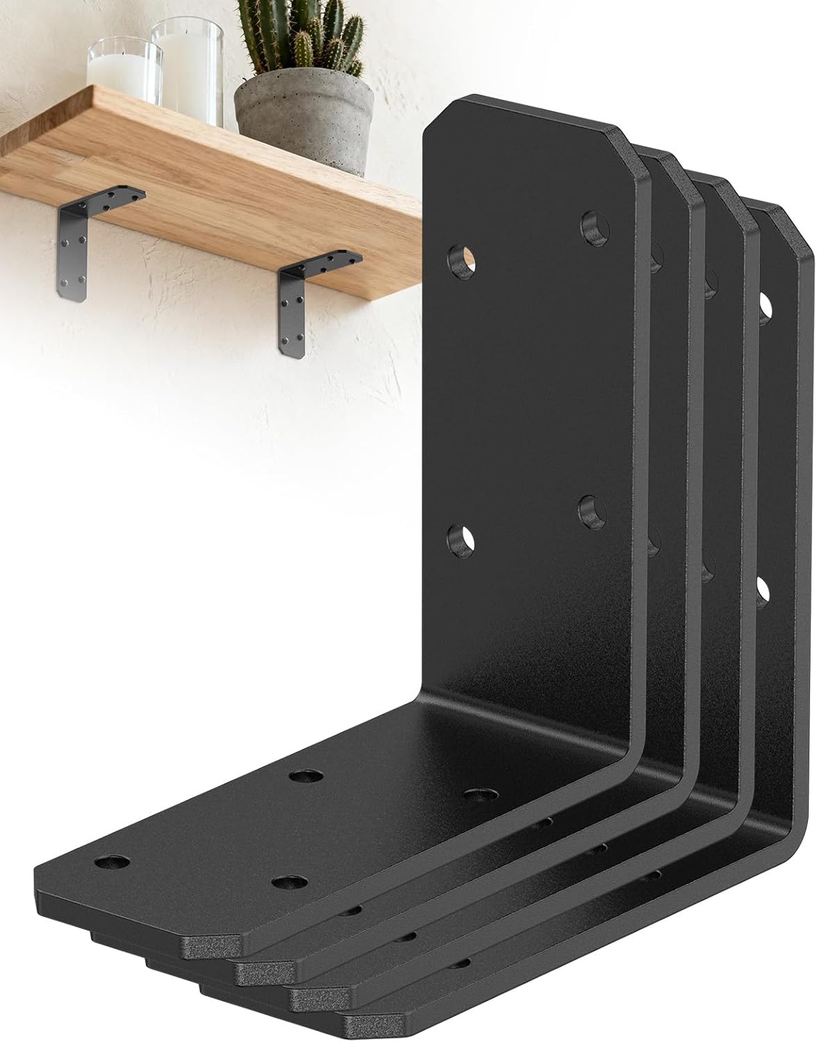 3"x3" L Brackets, 90 Degree Angle Iron, Heavy Duty Steel Corner Brace for Wood Shelves, Post, Floating Shelves, Desk (Galvanized-8 Pcs)