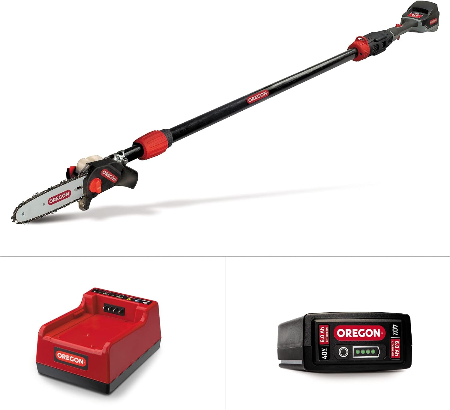Oregon Cordless PS250 8-Inch 40V Telescoping Pole Saw with 6.0Ah Battery and Rapid Charger