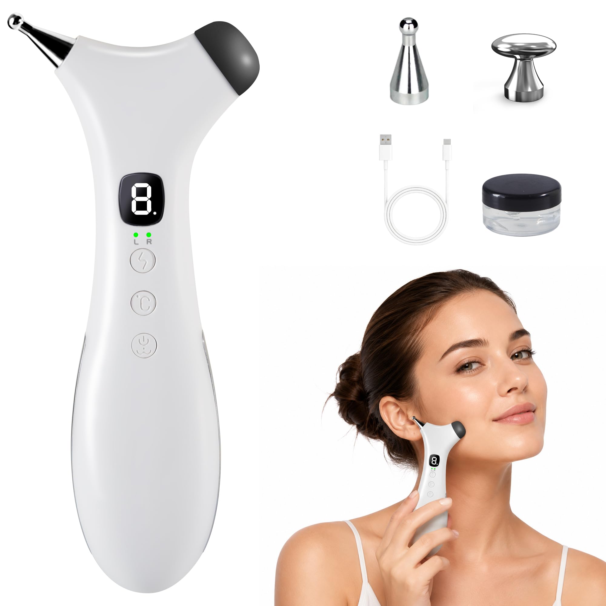 TMJ Jaw Massager Pen 3-in-1 Bian Stone Dual Head Heat Vibration Tool