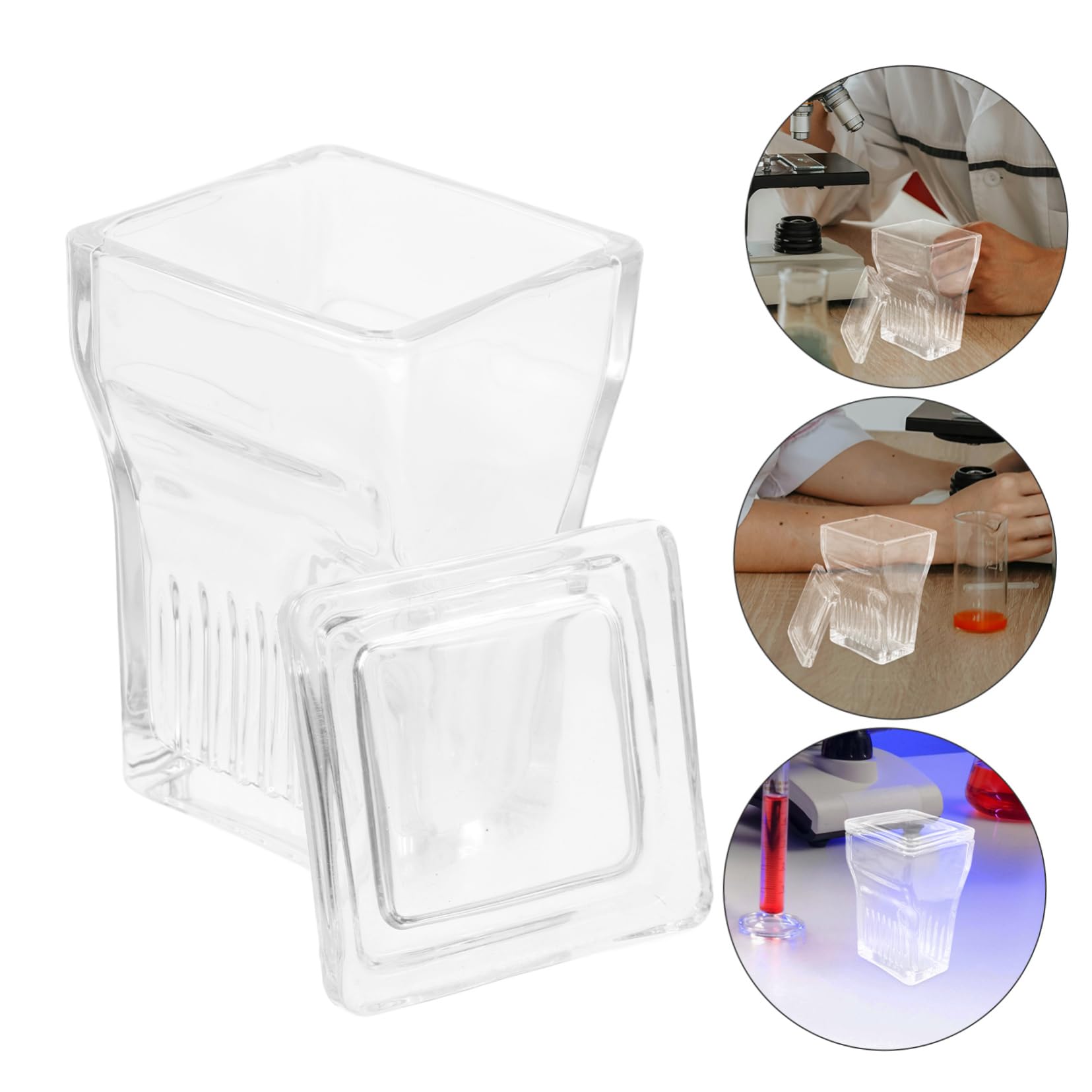 OUNONA Barattolo Vetrini con Coperchio 2 Pezzi in Vetro Trasparente per Colorazione Capacità 5 e 9 Design Verticale Salvaspazio per Laboratorio e Medicina
