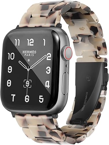 HOPO Compatible With Apple Watch Band 38mm 40mm 41mm 42mm 44mm 45mm 49mm Thin Light Resin Strap Bracelet With Stainless Steel Buckle Replacement For