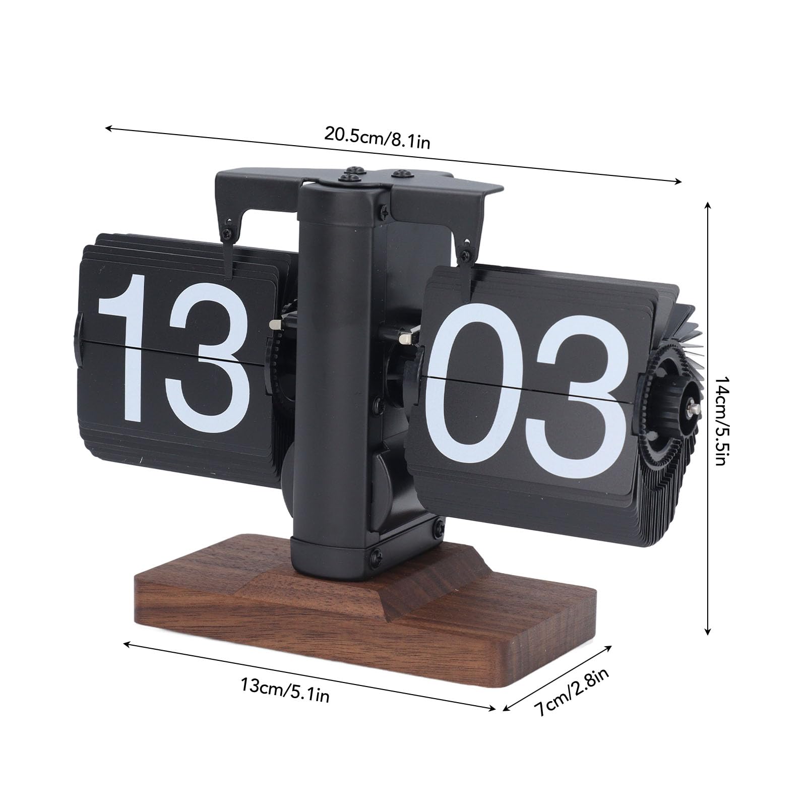 Vikye Horloge de Bureau à Rabat, Horloge de Bureau à Rabat Automatique Alimentée par Batterie Numérique Rétro 24 Heures, Horloge Mécanique à Engrenage Interne pour la (Page Noire de